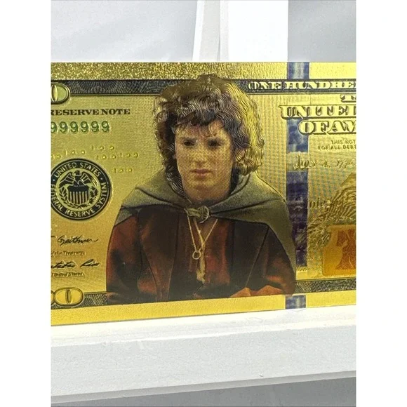 14 PCS Gold Foil $100 Lord of the Rings Collectible Dollar Bill Banknote Set COA